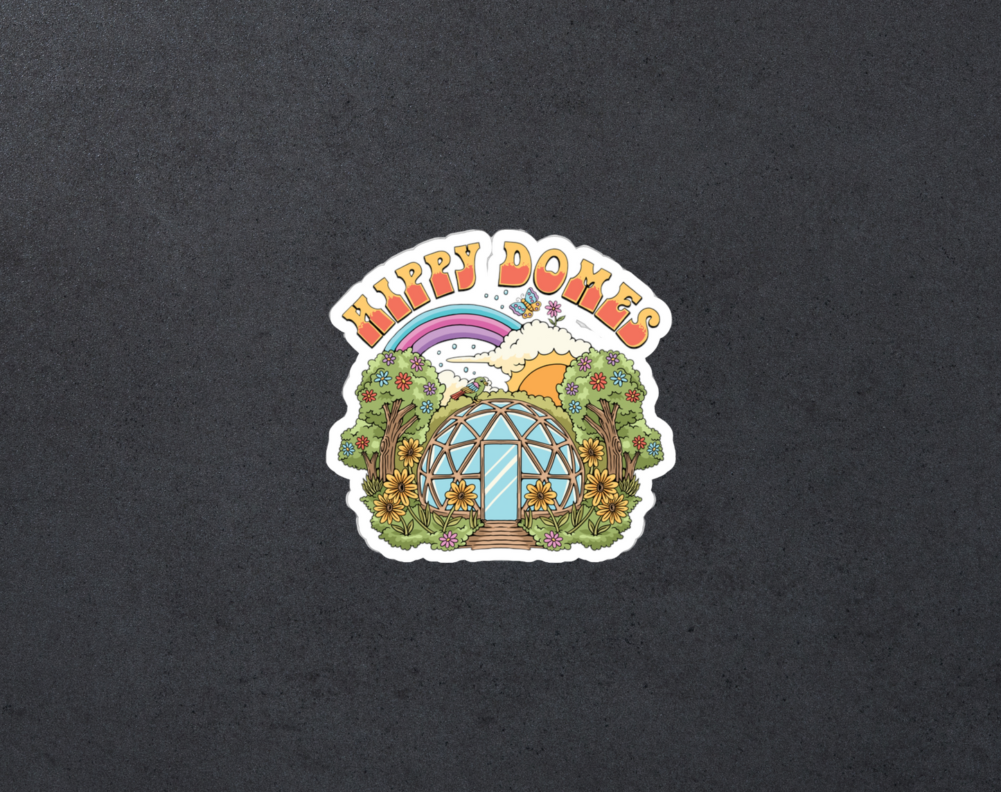 Hippy Domes 2" Sticker