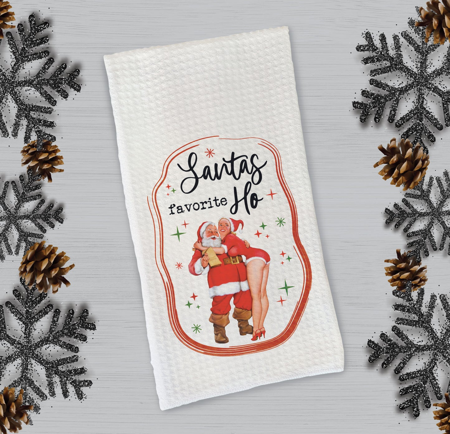 “Santa’s Favorite Ho” Retro Pinup Girl Christmas Microfiber Towel