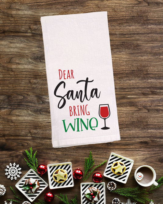 Dear Santa Bring Wine Kitchen Towel